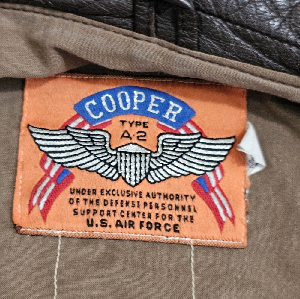 Cooper Men Large Type A-2 Flight Jacket Brown Leather US Air Force Archival Rare - Picture 5 of 8
